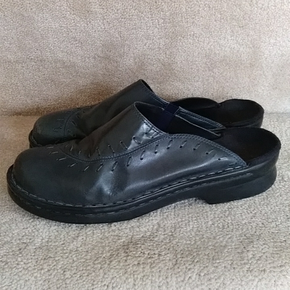 Clarks Leather Slip On Detailed Stitching Mules Clogs Shoes 8N Blue Green - Picture 6 of 16